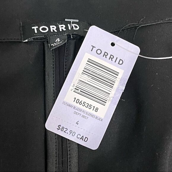 Torrid Black Mixed Media Faux Leather Sleeve Blazer Size 4x NWT Brand New - Picture 8 of 9